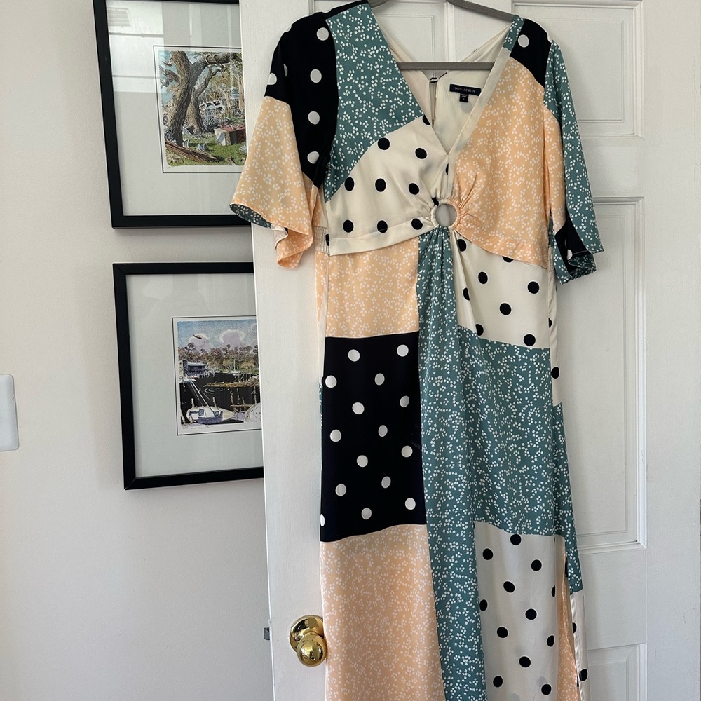 Skies Are Blue Multicolor Patchwork Midi Dress - image 1